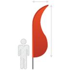  Ein Symbol für eine Flagge der Größe 76 x 315 cm in Form einer Haifischflosse, das von Helloprint verwendet wird.