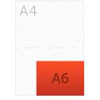 Un flyer au format A6 façon dessin orange sur une feuille A4 pour facilement choisir son format de flyer en ligne sur msprint.be !