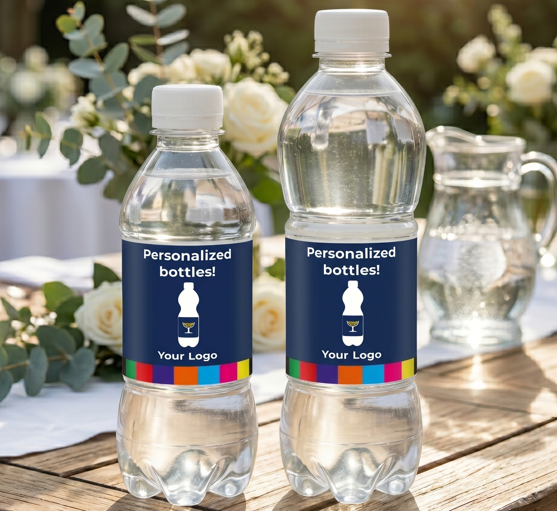 Waterfles met mat of glanzend etiket