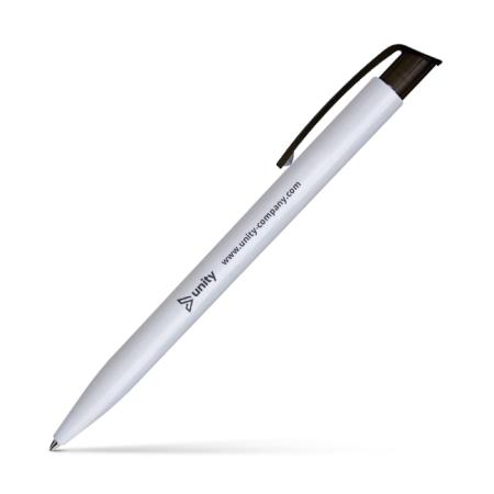 Image of a budget promotional pen with printed logo. 