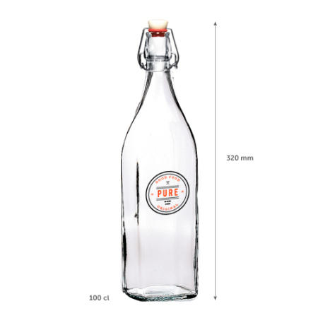A square 1 litre clip lock glass bottle available at Helloprint with customised printing options for a cheap price