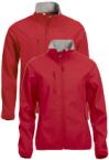 Die Basic Soft-Shell Jacke von Helloprint in rot mit grauem Inneren und Brusttasche. 