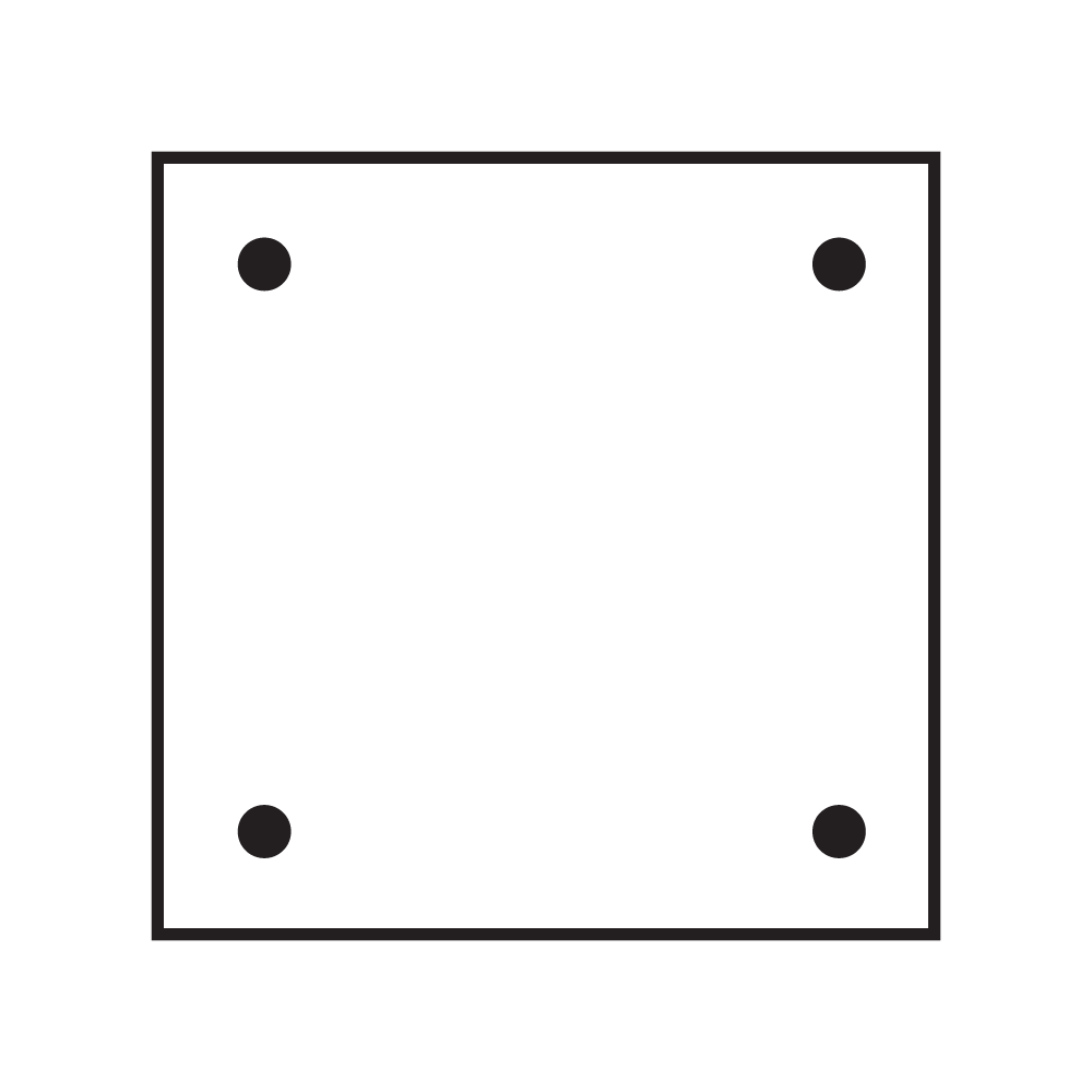 4 agujeros en cada esquina 5mm