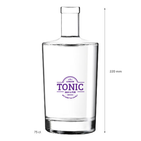A small 75 cl glass bottle product image available with a personalised logo or image printed on the side at Helloprint