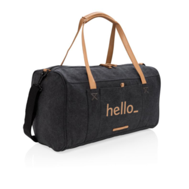 Canvas Weekend Bag in black custom printed at Helloprint