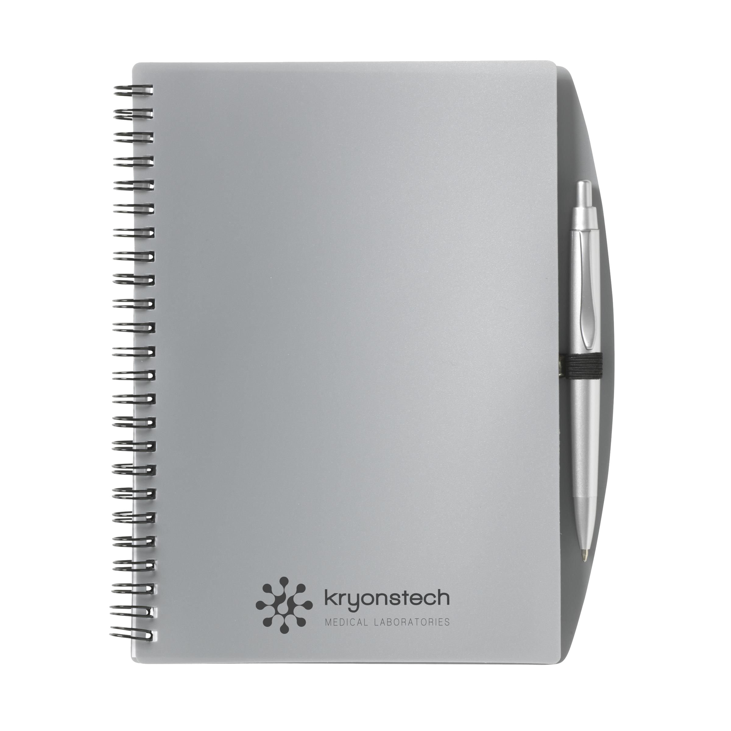 Cheap silver grey A5 notebook with pen from Helloprint. Learn more about our printed notebook products and order online.