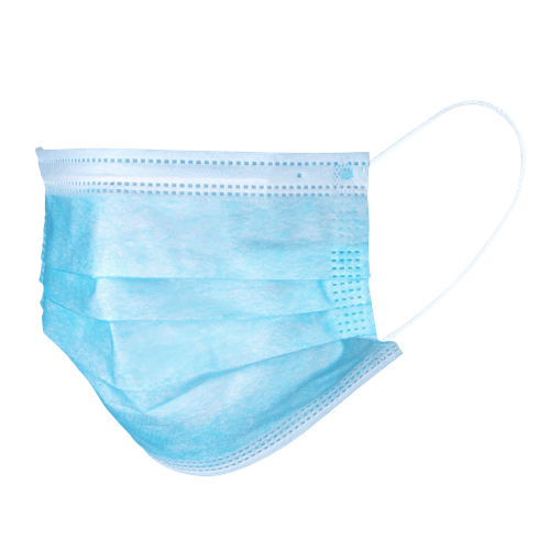 Disposable blue against corona virus face protection masks flat view