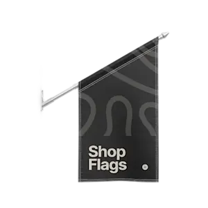 Printed Shop flags with your shop logo for a custom communication - available at HelloPrint