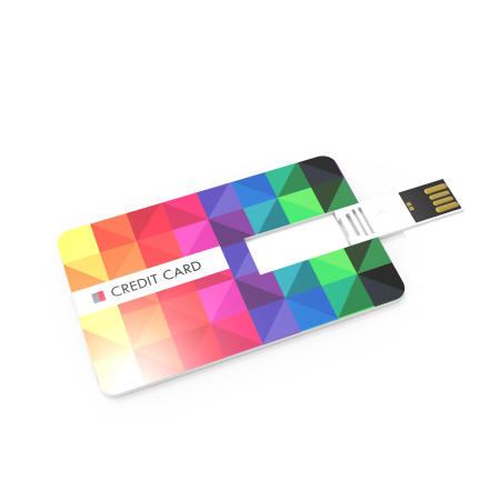 A sample image of a primary USB credit card, available to be printed with a custom logo or branding at Helloprint