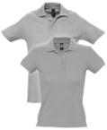 Basic Poloshirts in der Farbe Grau für Mann und Frau. Bestelle günstig bei Helloprint.