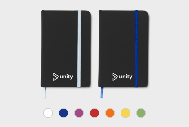 Black A5 notebook, printed with your company logo or personalised design at Helloprint