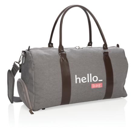 Custom Printed Logo Front Weekend Bag with USB output available at Helloprint