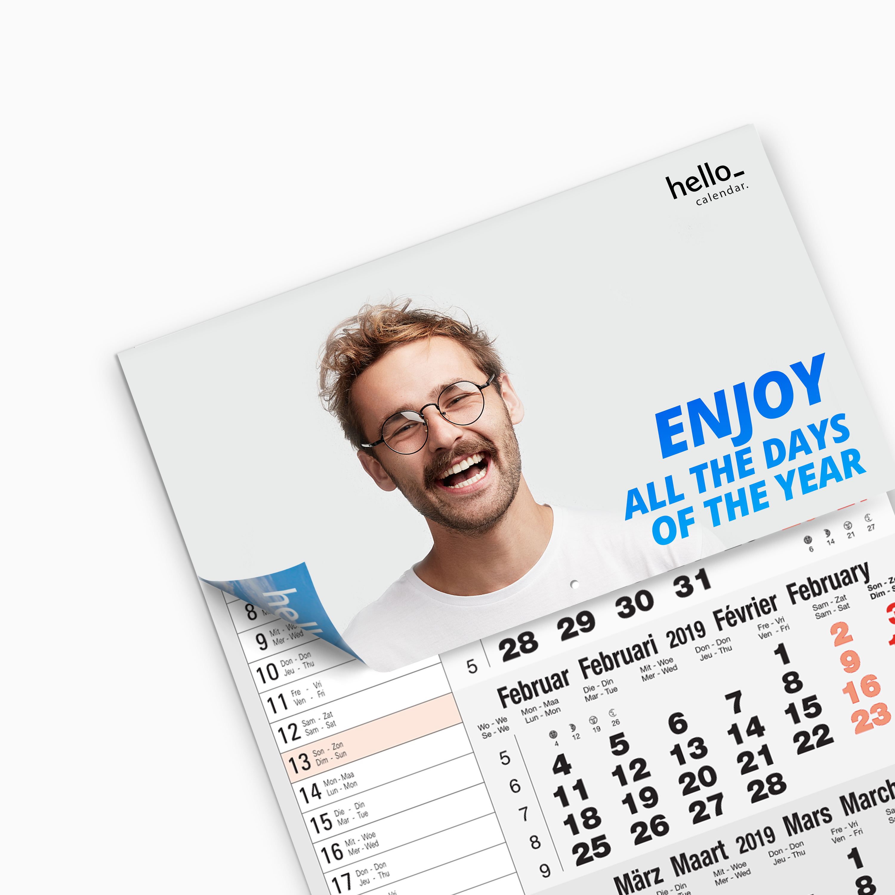 A foldable calendar available at Helloprint with custom printing options for cheap prices