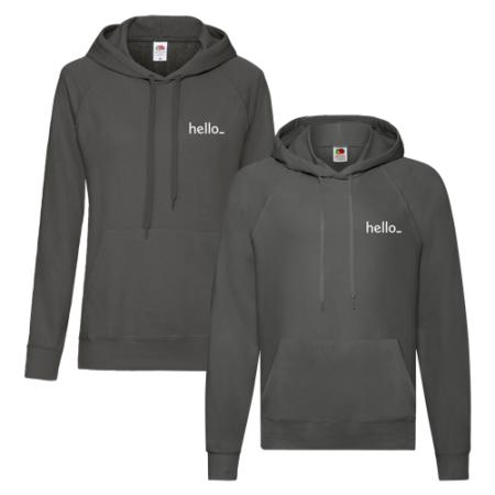 Male and Female version Promo Hoodies in black with Logo Display from Helloprint