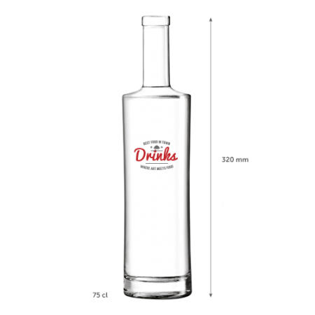A 75 cl glass bottle available with customised printing solutions for a cheap price at Helloprint