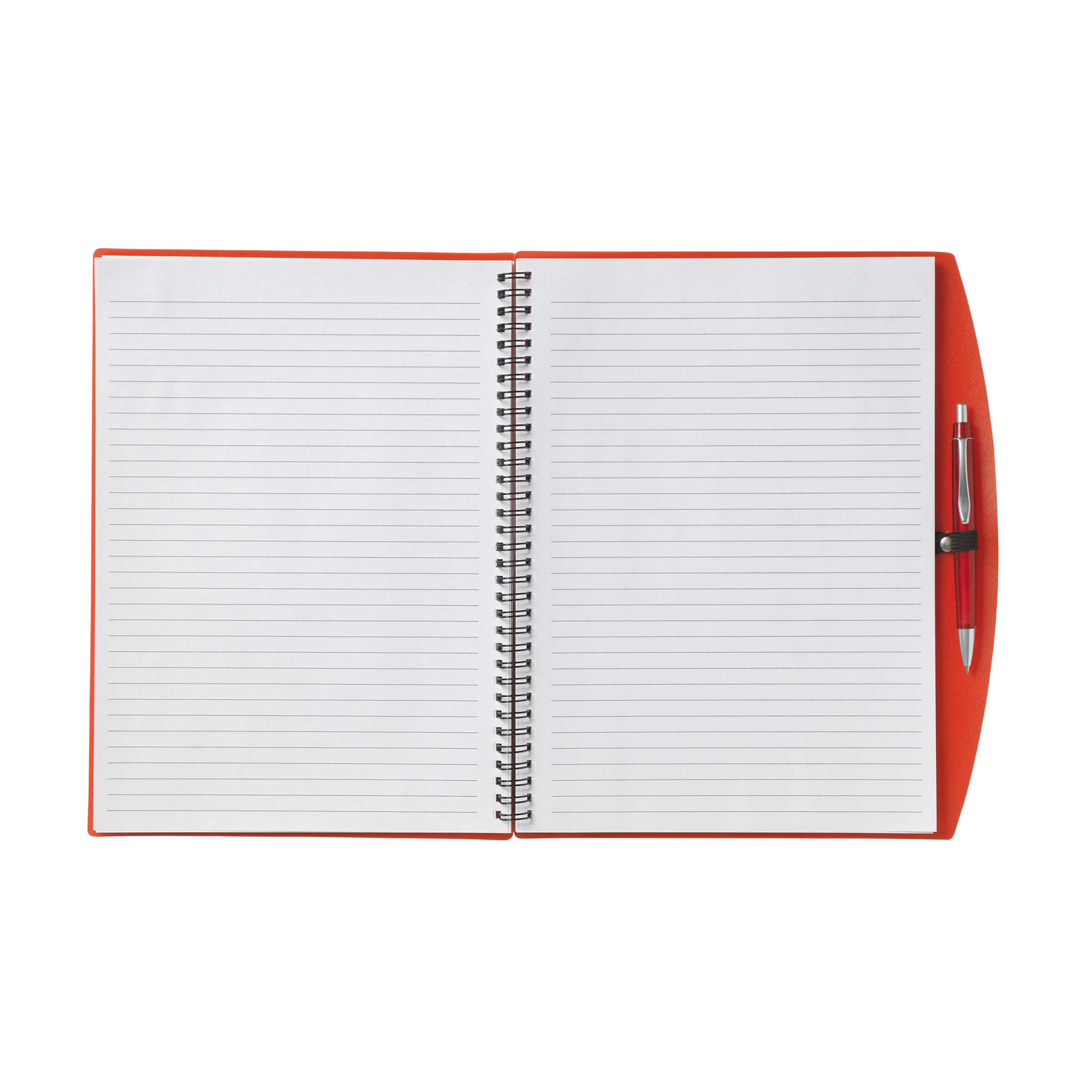 An open red notebook available at Helloprint with custom printing solutions for cheap prices
