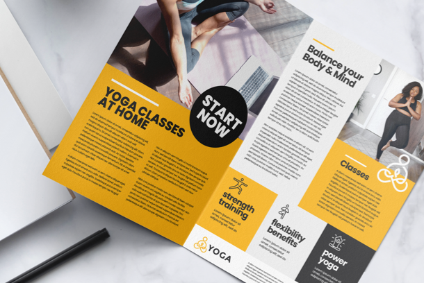 Custom printed half fold leaflets available at Helloprint