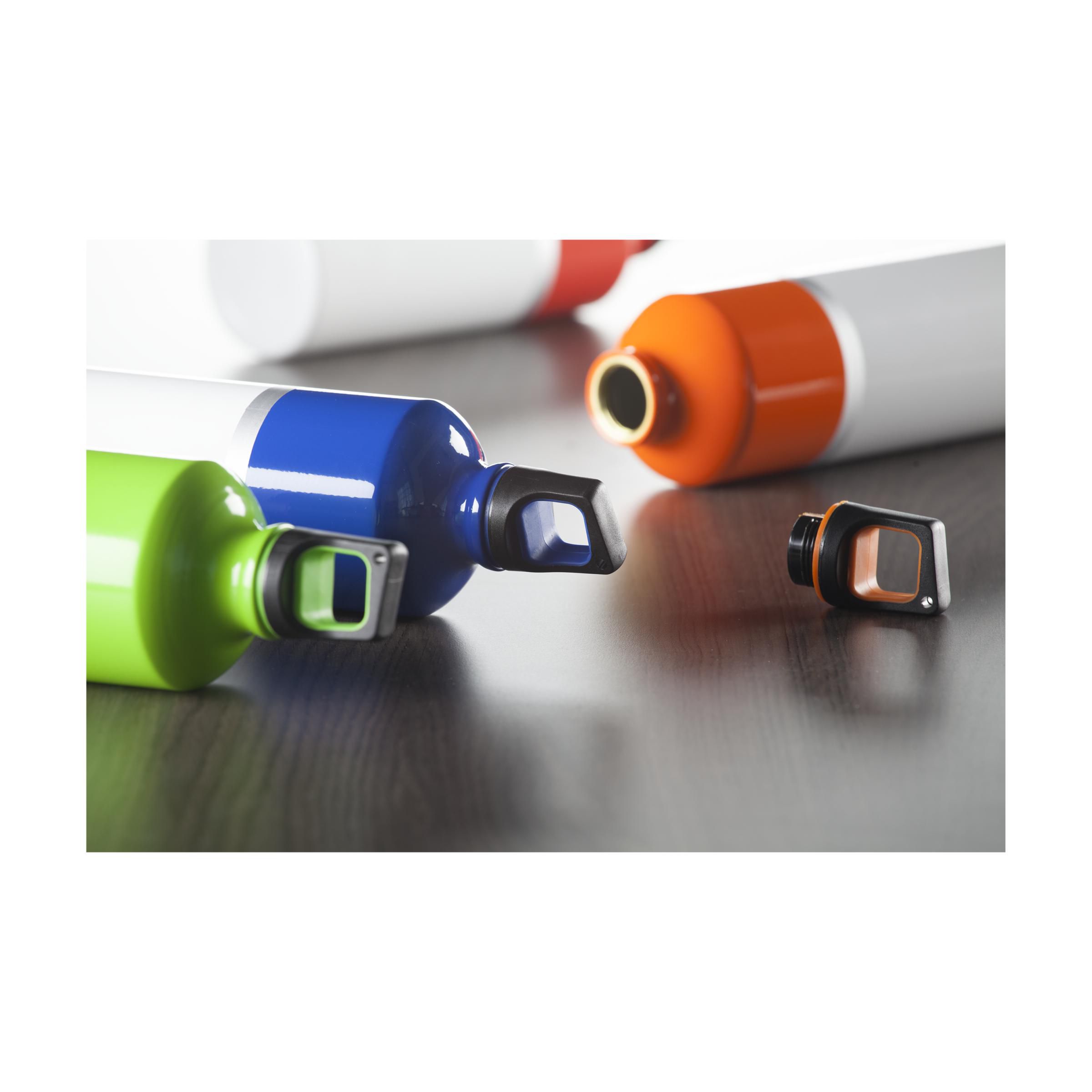 A product image of a Silverline water bottle available with a personalised logo or image printed on the side at {[shop_name}}