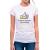 A Women's premium white T-shirt to remind everyone to keep distance. The design displays a thumb up and text saying: 1 metre is better for everyone #stop corona