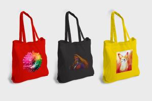 Katoenen tassen met lange hengsels - Full colour