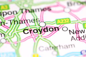 A map icon of Croydon used to indicate that Helloprint offers printing solutions in Croydon