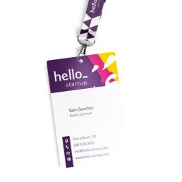 PVC card with circular punch hole. Work card. Produced by Helloprint.