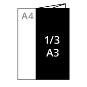A3 <br>folded to<br><strong>1/3 A3 (6pp)</strong>