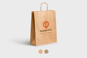 Ribbed Kraft paper bags with white interior