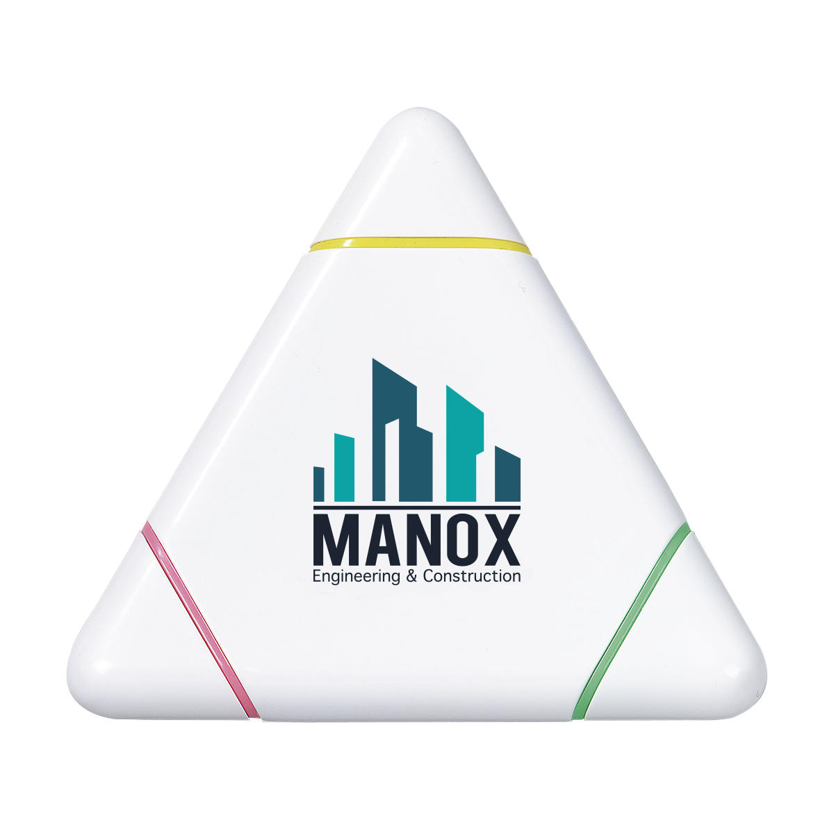 A triangular highlight market pen with 3 colours available with customised printing options for a cheap price at Helloprint