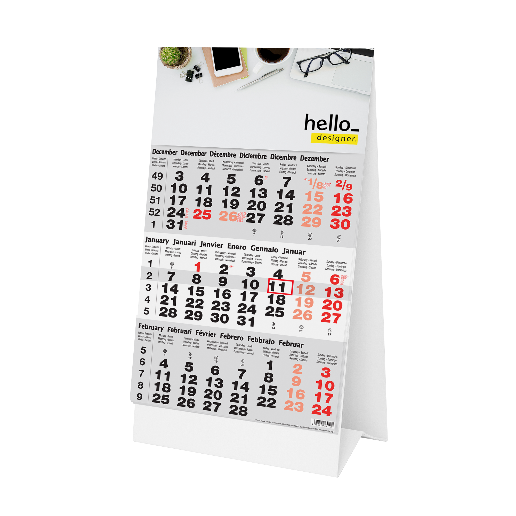 3 Months Desk Calendars