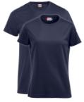 Camisetas personalizadas con tu logo o diseño de color azul oscuro, perfectas para actividades deportivas. Disponibles en Helloprint
