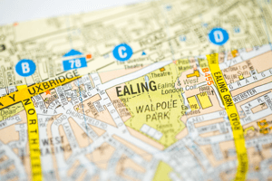 A map icon of Ealing used to indicate that Helloprint offers printing solutions in Ealing