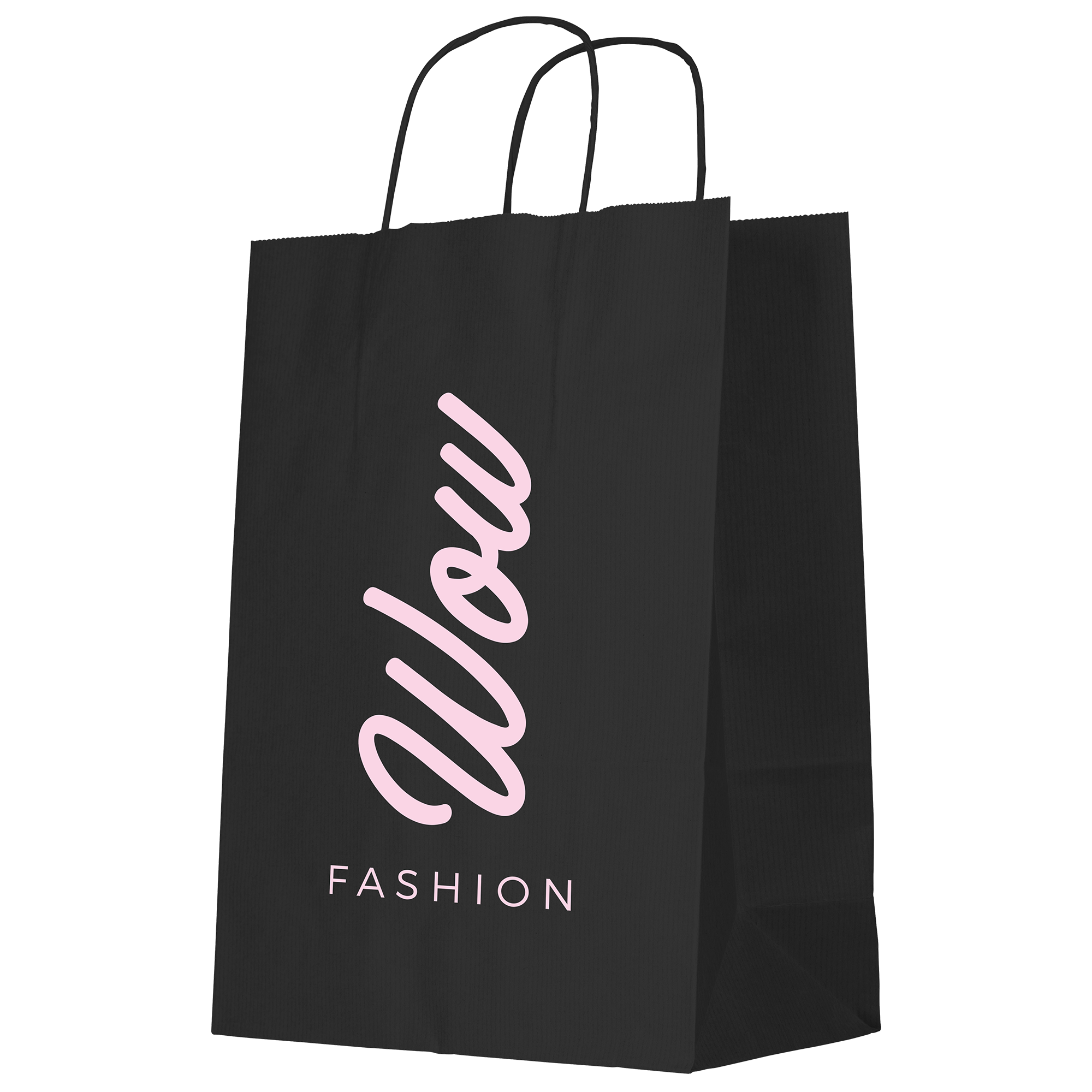 Een zwarte kraft papieren tas goedkoop laten bedrukken met je bedrijfsnaam of logo bij DrukwerkMAX.