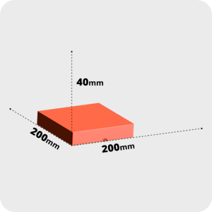 Dimensiones:<br>200 x 200 x 40 mm