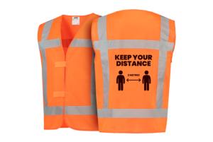 Orange safety vest with pre-printed design