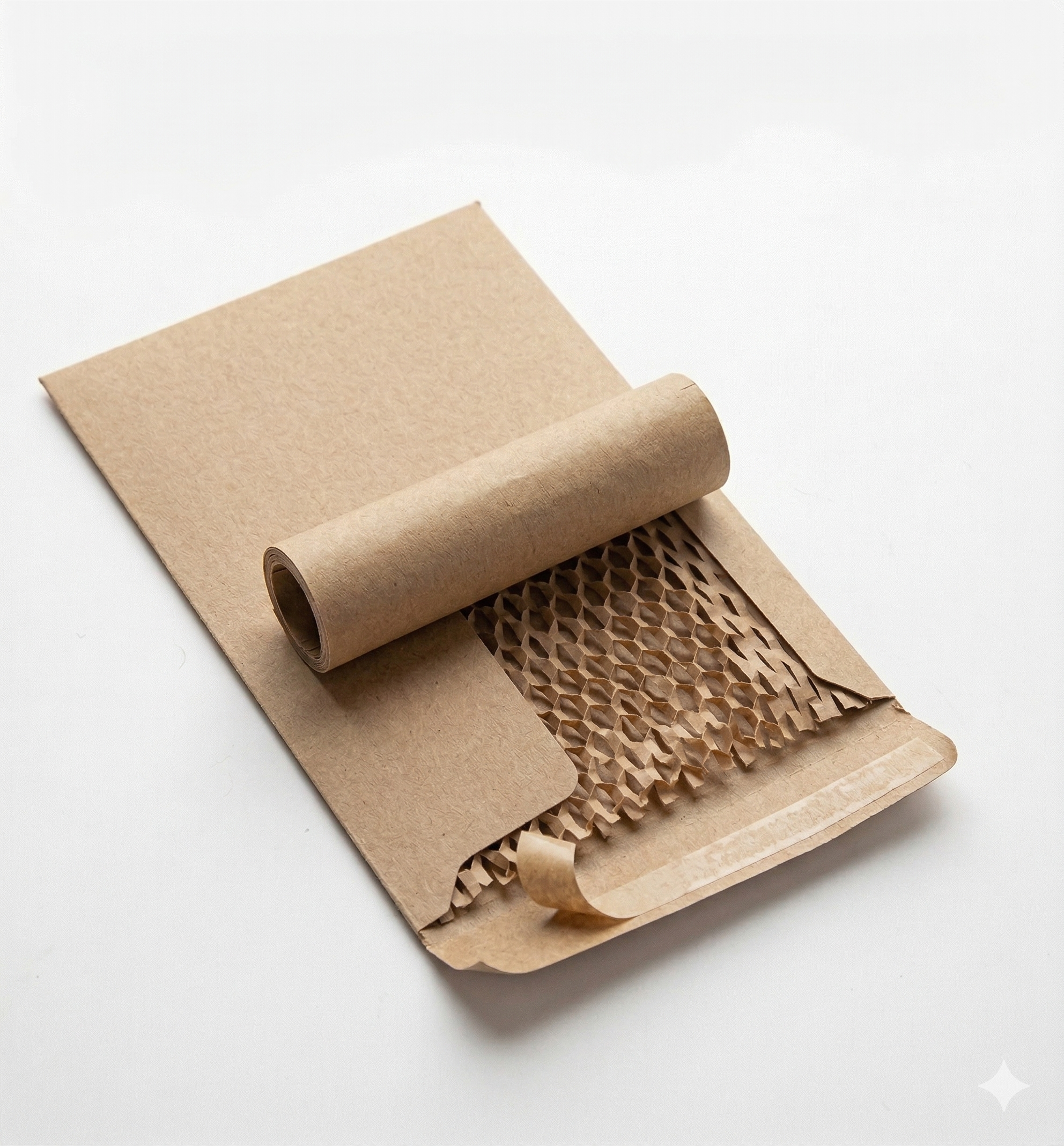 Kraft papier met papieren honingraat