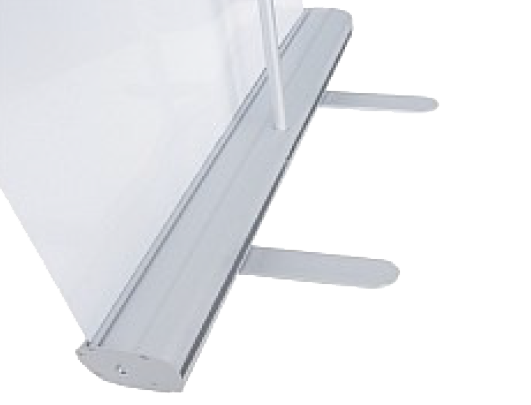 Backside of a roller banner, showing the banner attachment. 