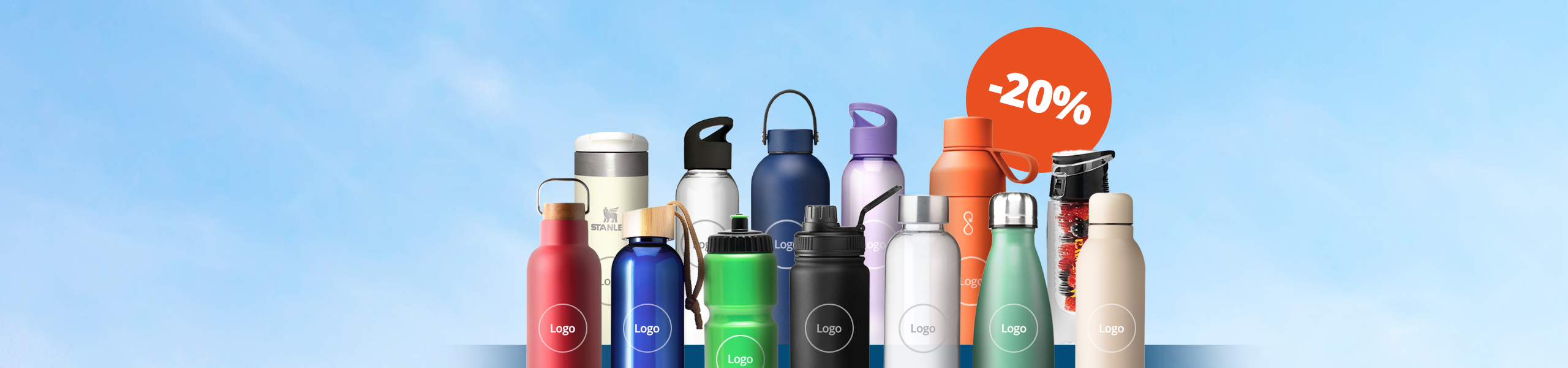 Botellas y tazas con 20% de descuento
