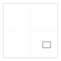 Gecentreerd in de rechter onderhoek, 5 x 4 cm