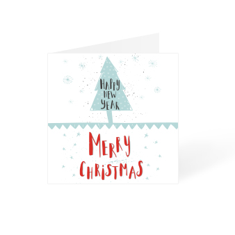White Merry Christmas card with Christmas tree square design available at Helloprint
