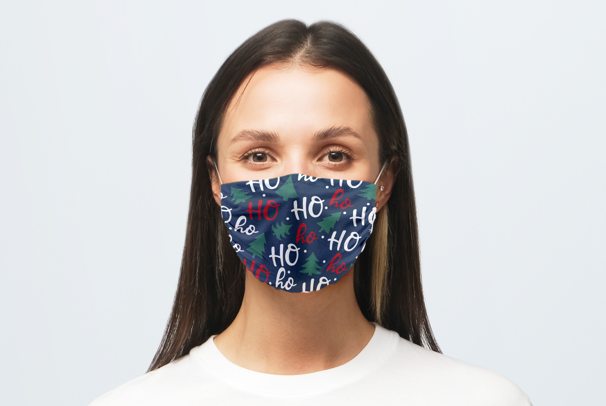 A Christmas face masks printed with 