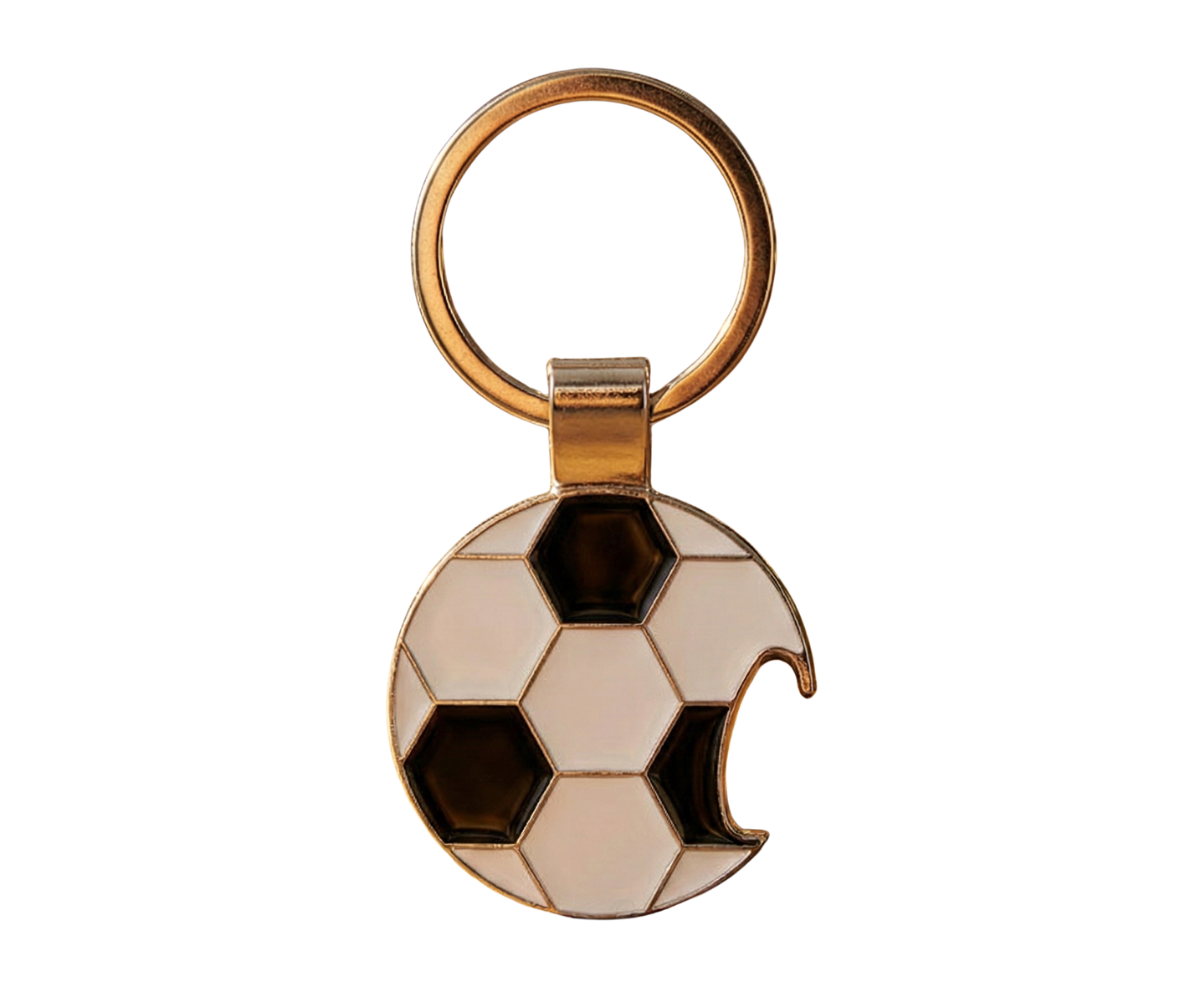 Voetbal sleutelhanger en flesopener