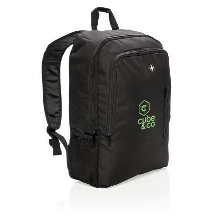 Customisable Business Backpack with Example of Front Logo Display, available at Helloprint. 