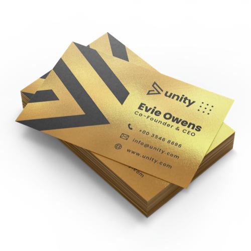 Business cards with Metallic Gold paper material from HelloPrint