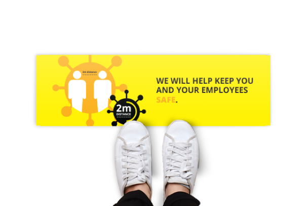 Covid-19 Rectangular Floor Safety Stickers - Yellow