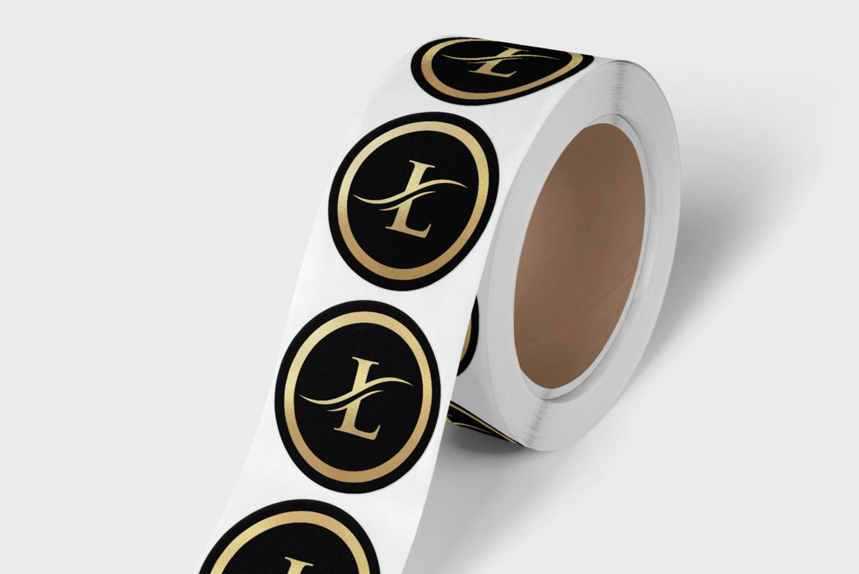 Stickers op rol met foliedruk