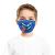 A printed microfiber face masks for children, printed with a blue mouth design