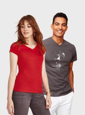 Basic T-Shirts mit V-Ausschnitt
