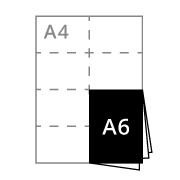 <strong>A4</strong> <br>gevouwen naar <br><strong>A6</strong>