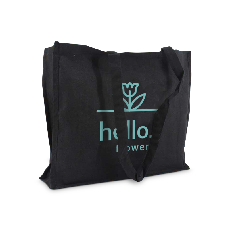 A black coloured premium Canvas bag available at Helloprint with personalised printing solutions for a cheap price